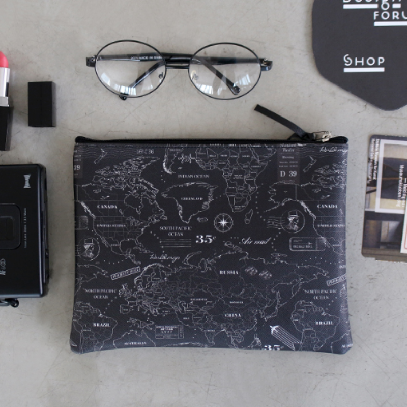 INDIMAP Pattern Pouch Big Black