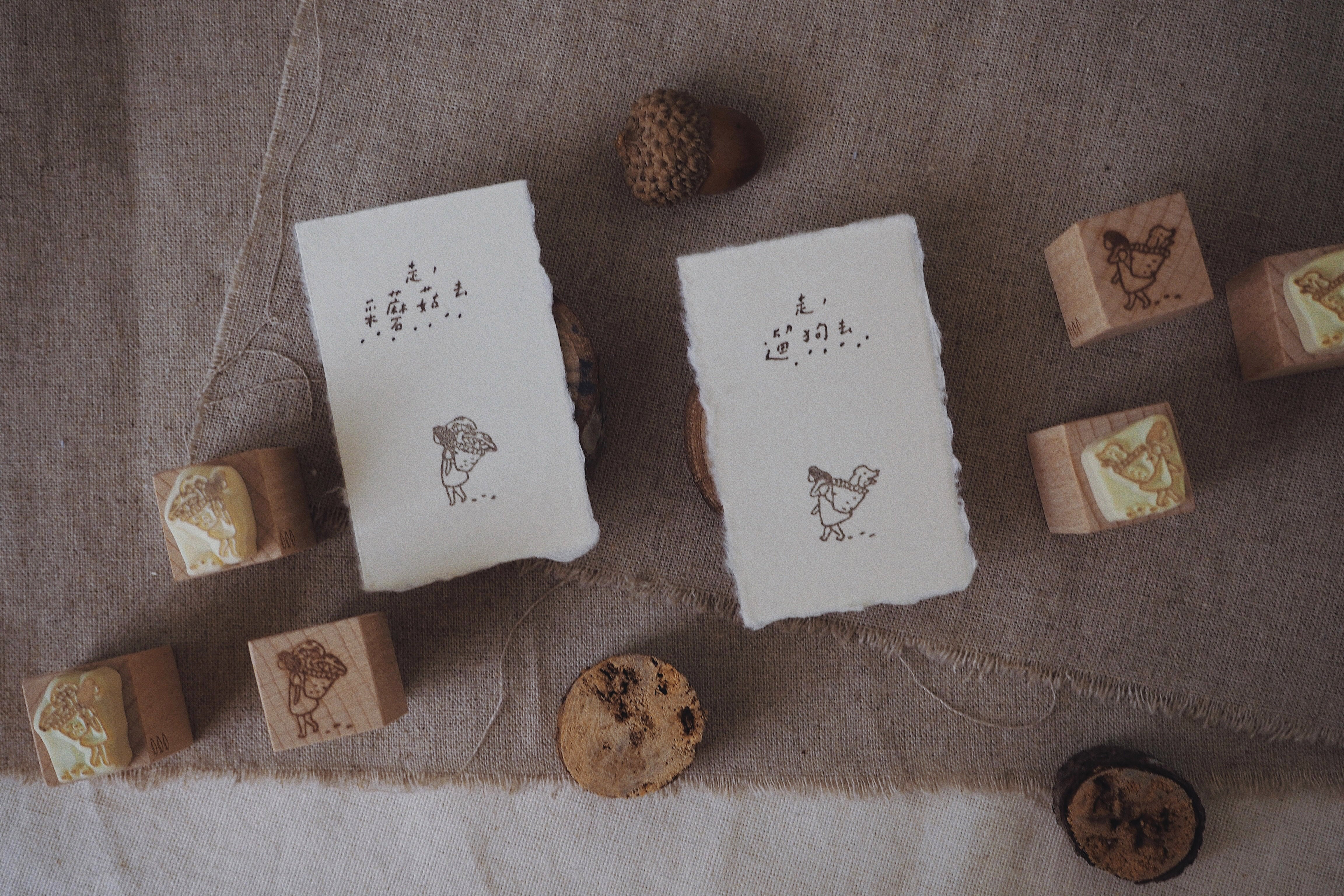 BIG HANDS Handcrafted Rubber Stamp Let's Walk The Dog