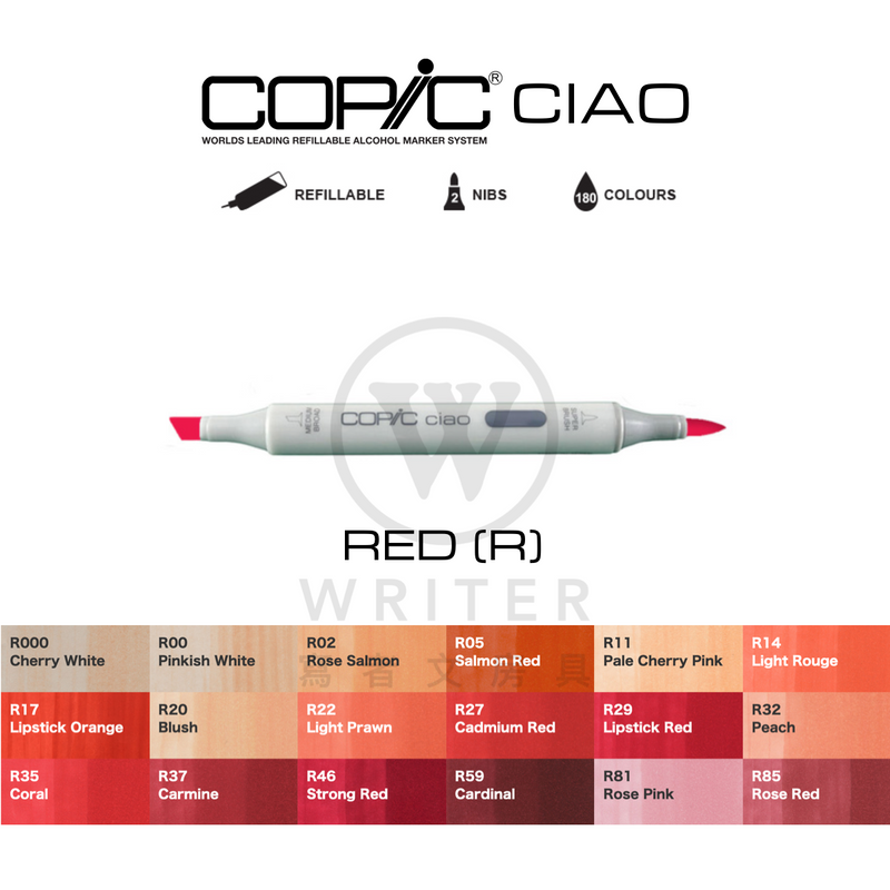 COPIC Ciao Marker RED (R000-R85)