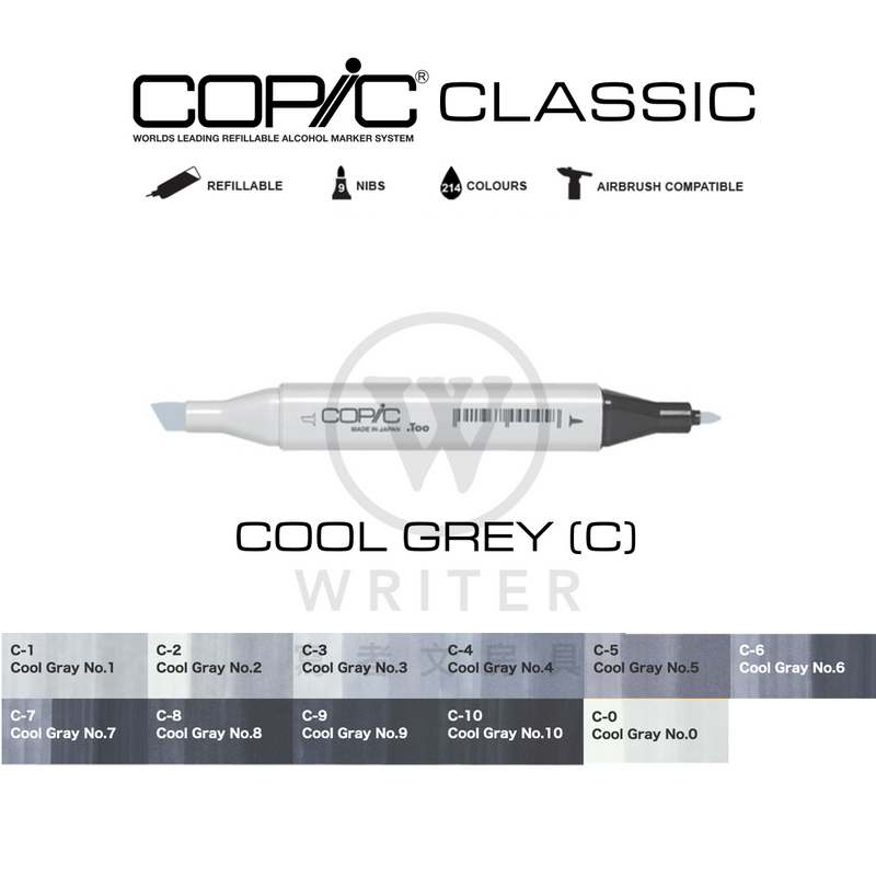 COPIC Classic Marker COOL GREY (C0-C9)