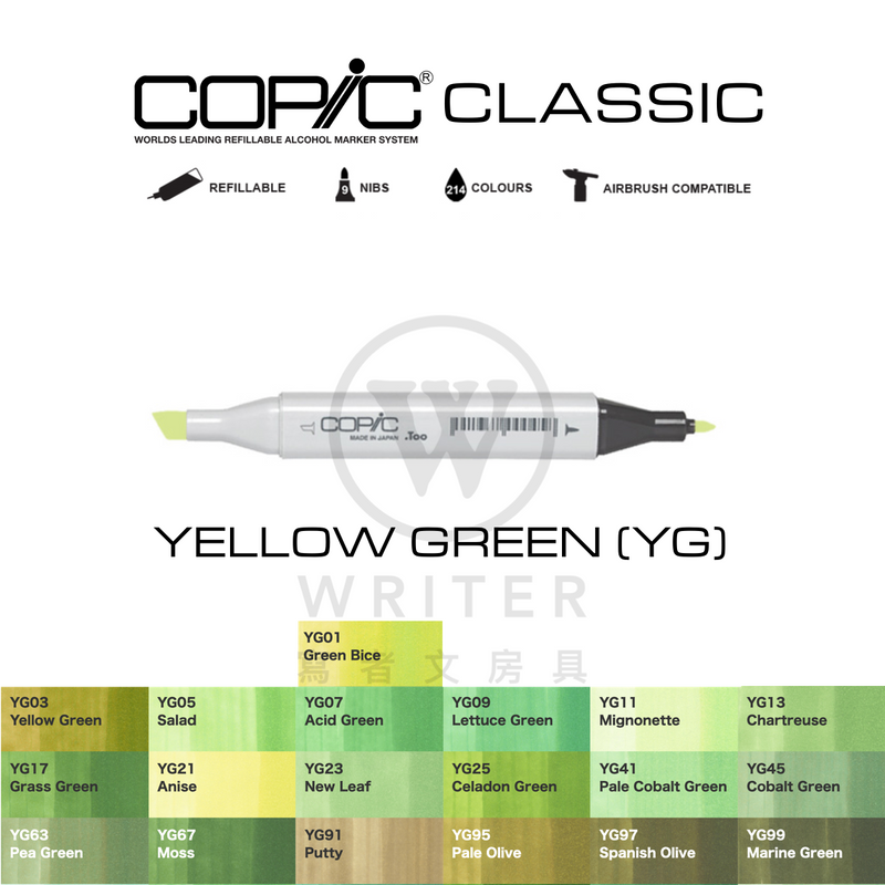COPIC Classic Marker YELLOW GREEN (YG01-YG99)