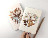 WHIMSY WHIMSICAL Pocket Notebook Copper Foil Rabbit & King Protea