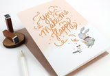WHIMSY WHIMSICAL Greeting Card Copper Foil You Make Me Happy, Rabbit