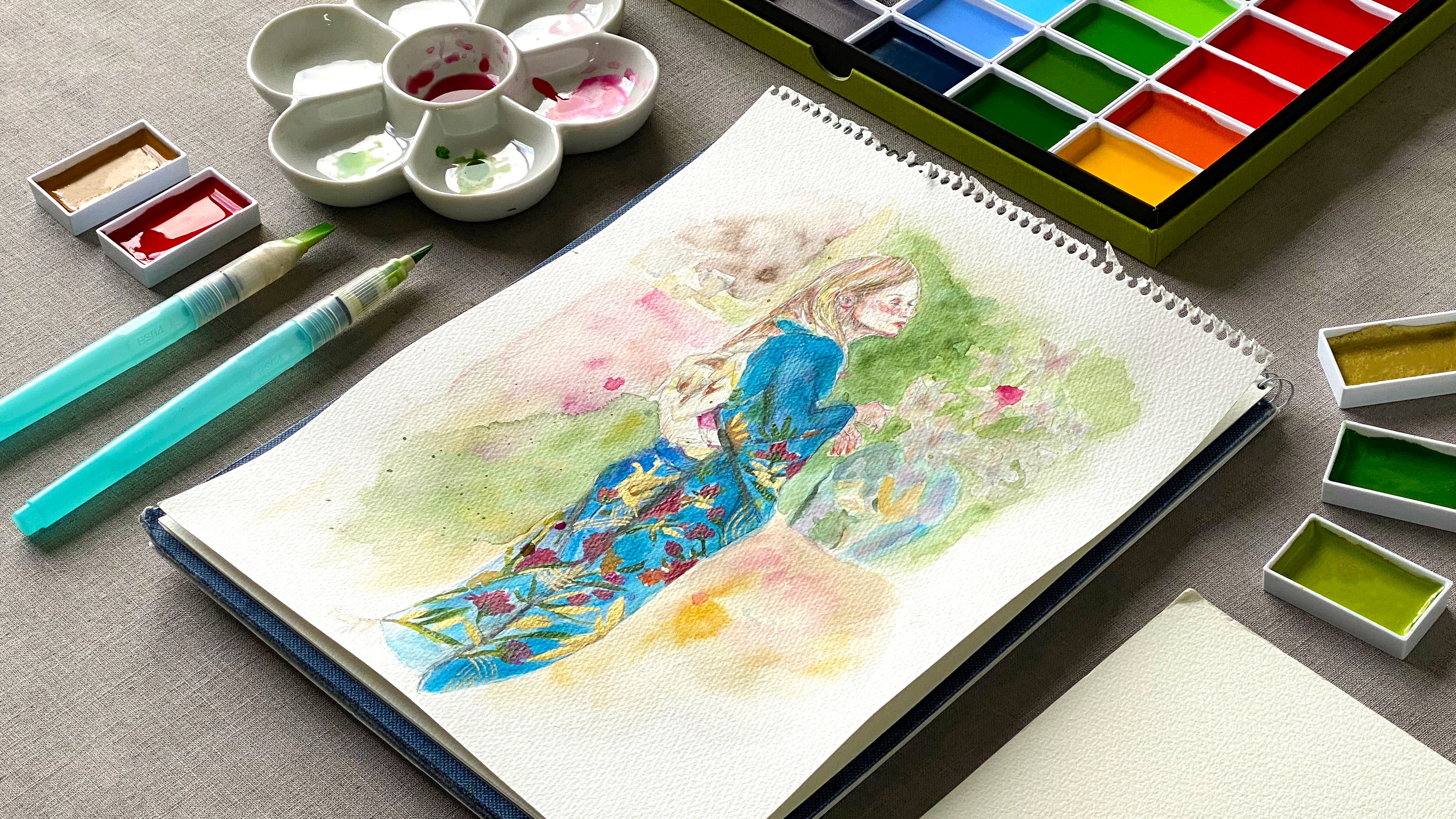 KURETAKE Gansai Tambi 12 Colors Set