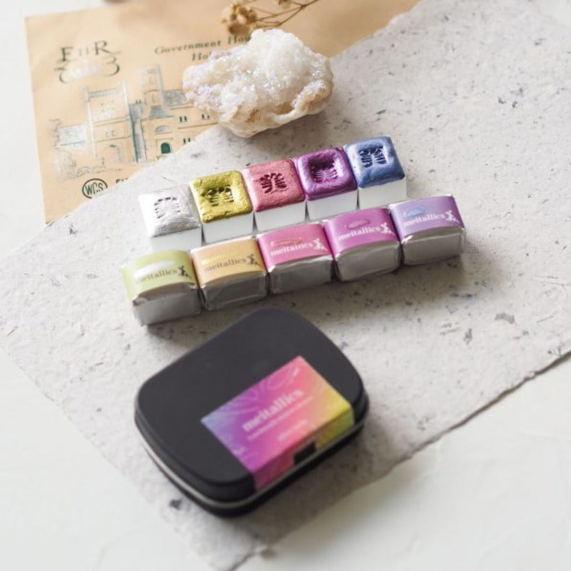 KLIGRAPHY Watercolor Half Pan Meitallics Silver Bells Set