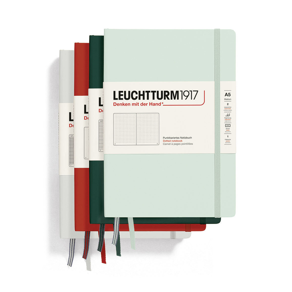 LEUCHTTURM1917 Hardcover A5 Medium Notebook Light Grey Dotted