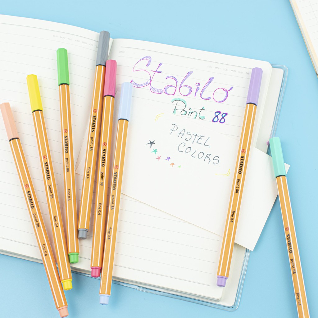 STABILO Point 88 Fineliner Pen 0.4mm 8 Pastel Wallet Set