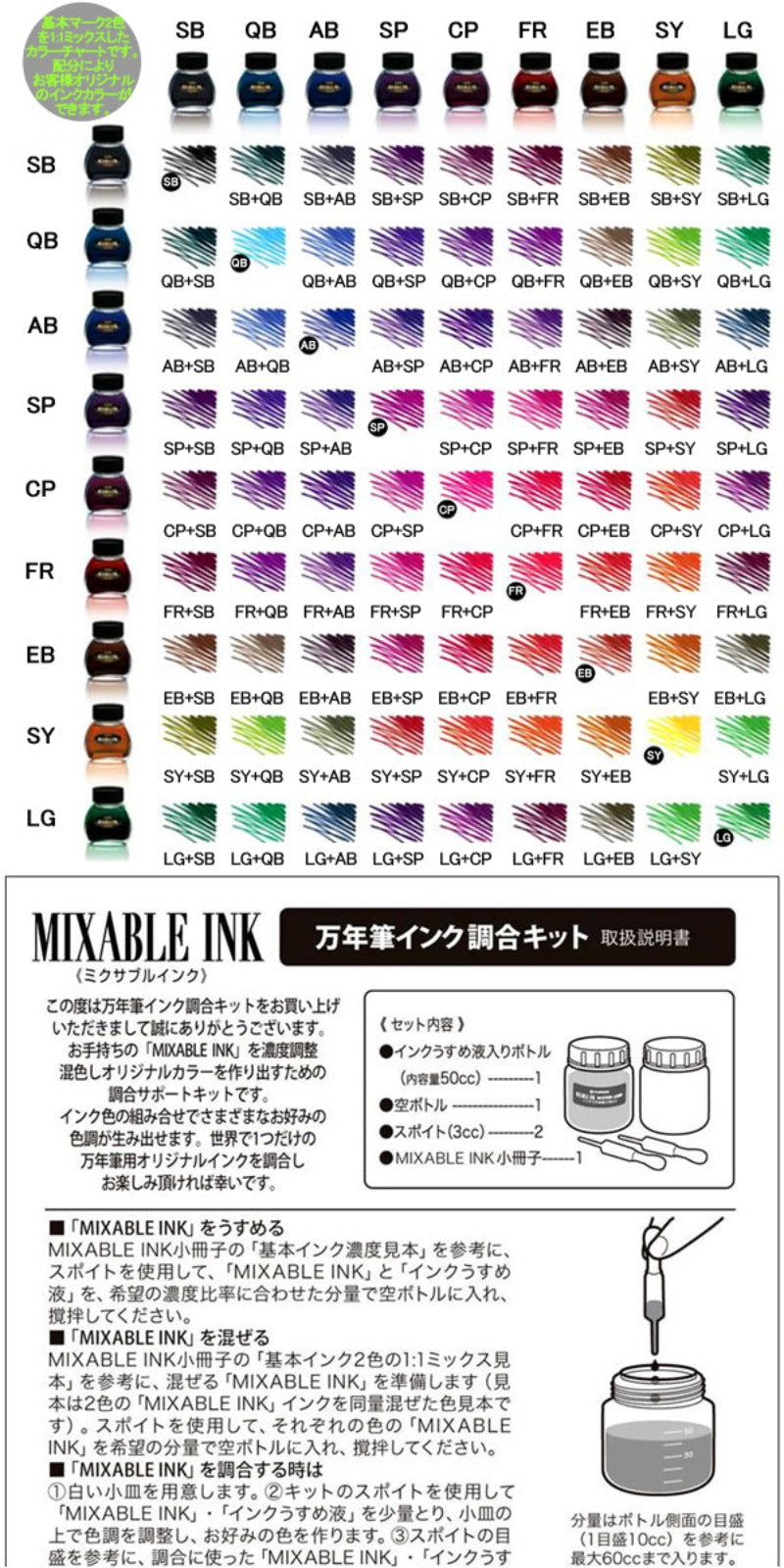 PLATINUM Dyestuff Bottle Ink 60cc Mixable