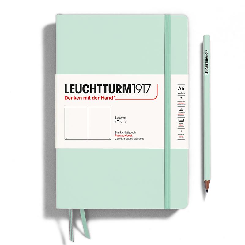 LEUCHTTURM1917 Hardcover A5 Medium Notebook Mint Green Plain