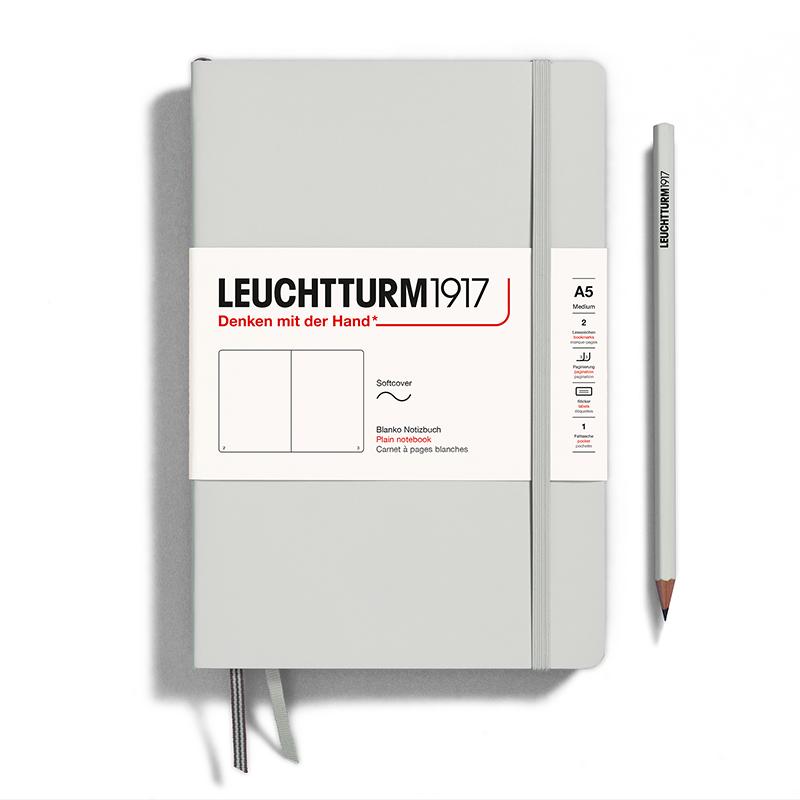 LEUCHTTURM1917 Hardcover A5 Medium Notebook Light Grey Plain