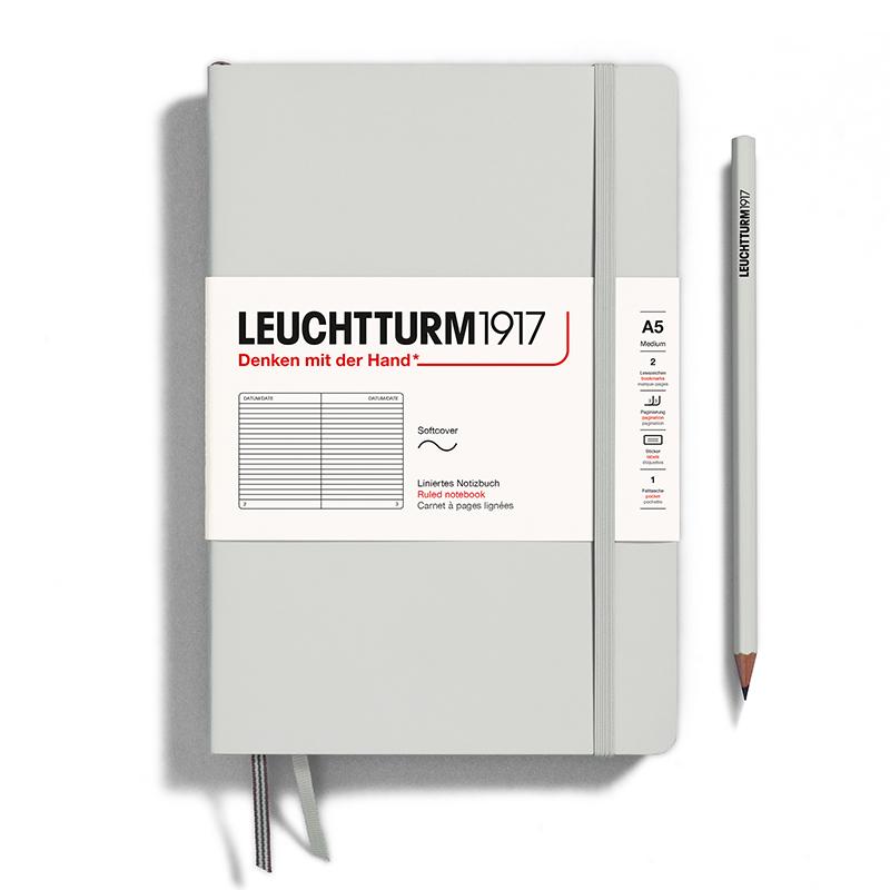 LEUCHTTURM1917 Hardcover A5 Medium Notebook Light Grey Ruled