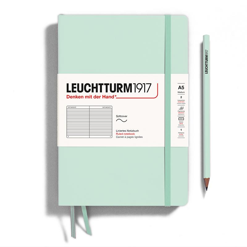 LEUCHTTURM1917 Hardcover A5 Medium Notebook Mint Green Ruled