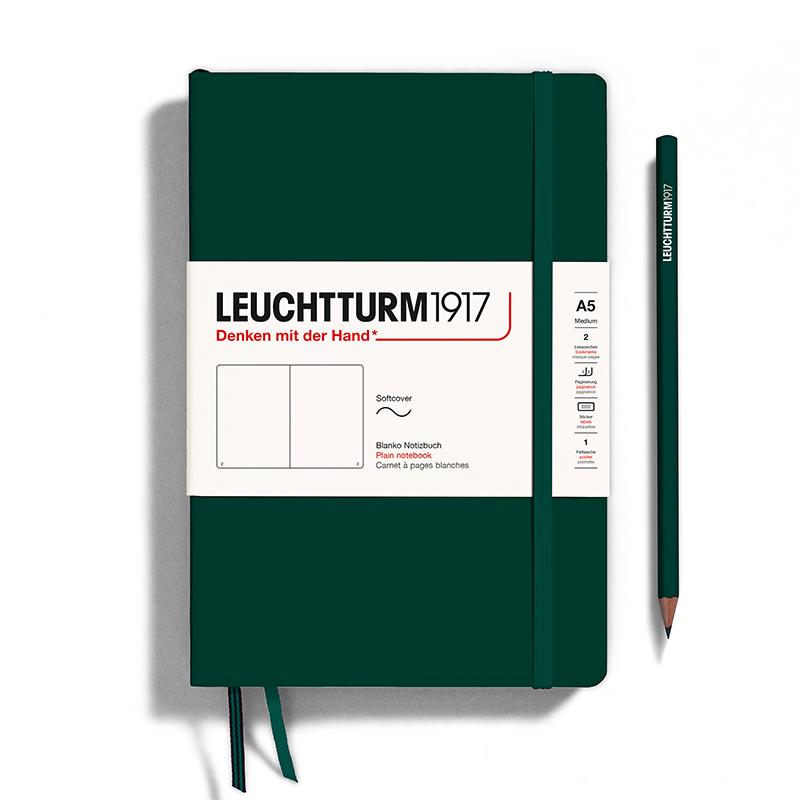 LEUCHTTURM1917 Hardcover A5 Medium Notebook Forest Green Plain