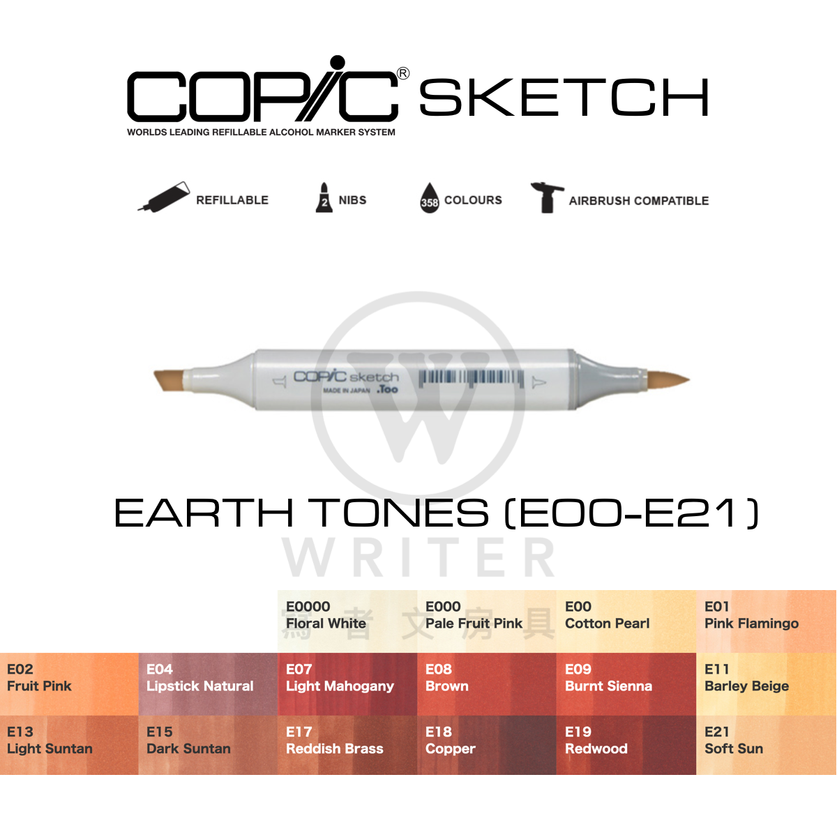 COPIC Sketch Marker EARTH TONES (E00-E21)
