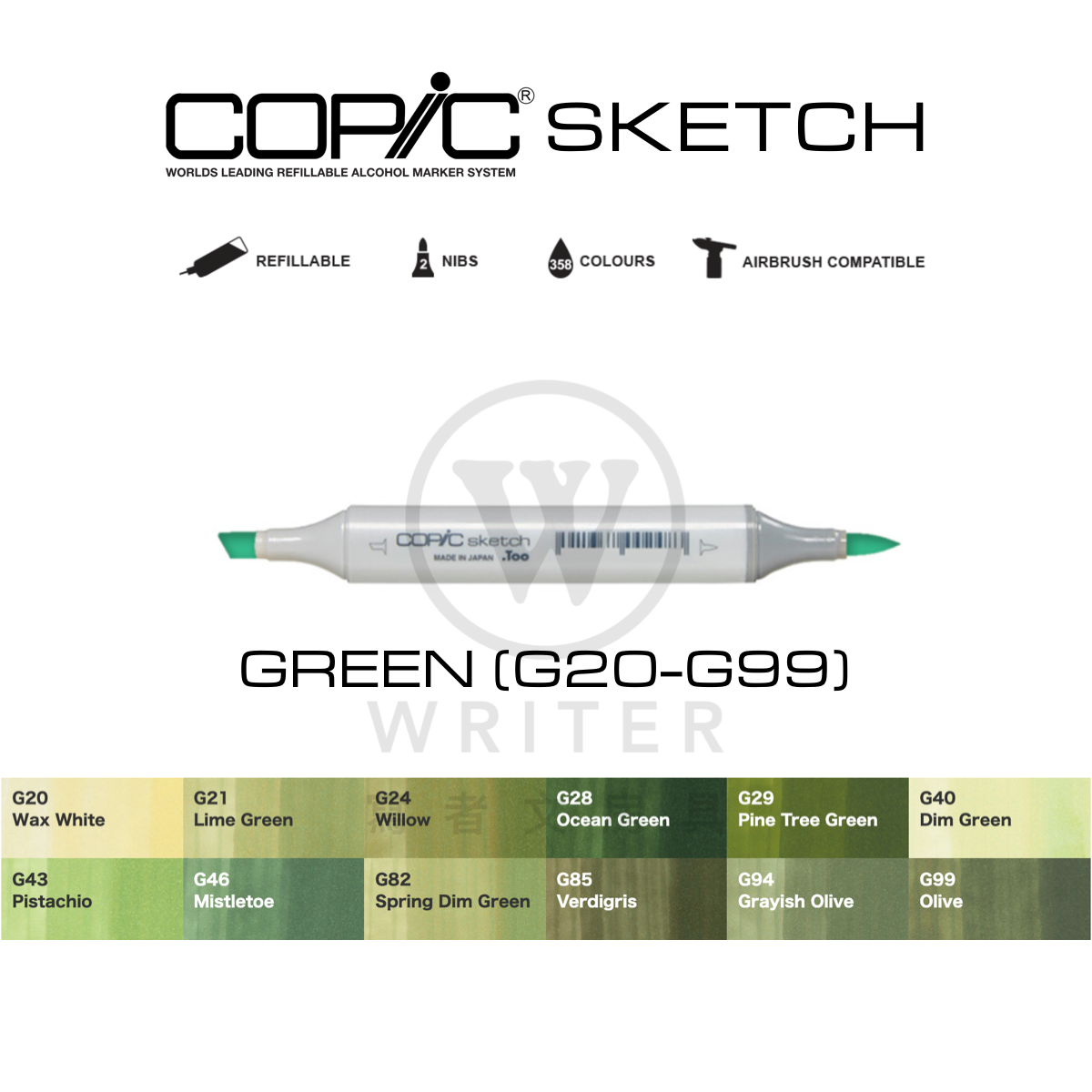 COPIC Sketch Marker GREEN (G20-G99)