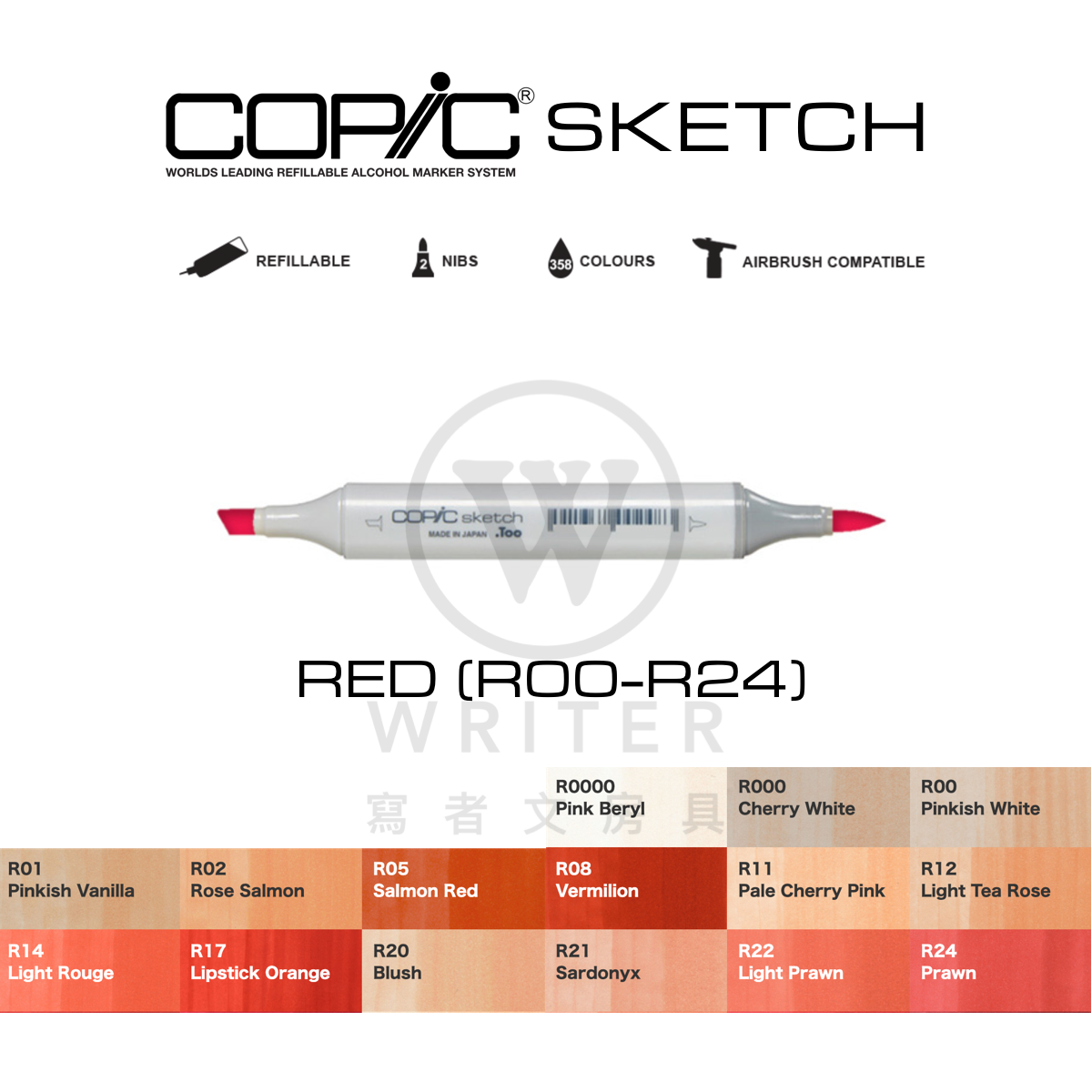 COPIC Sketch Marker RED (R00-R24)