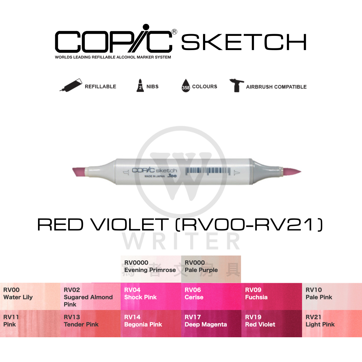 COPIC Sketch Marker RED VIOLET (RV00-RV21)
