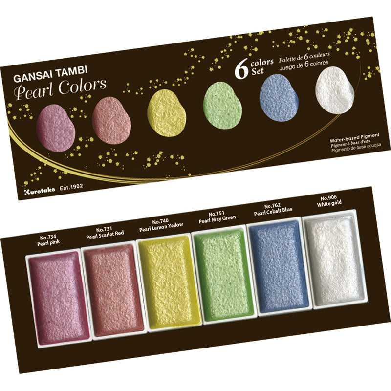KURETAKE Gansai Tambi Pearl 6 Colors Set