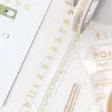 BGM Masking Tape 5mm Gold Numbers