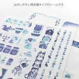 MIDORI Yuru Log Decoration Sticker 2 Sheet Blue Nordic
