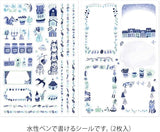 MIDORI Yuru Log Decoration Sticker 2 Sheet Blue Nordic