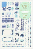 MIDORI Yuru Log Decoration Sticker 2 Sheet Blue Nordic
