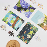 PANDA YOONG Frog & Ducky Purple Hydrangea Flower Postcard