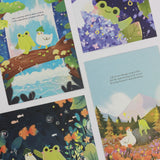 PANDA YOONG Frog & Ducky Purple Hydrangea Flower Postcard