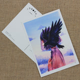 KAZEL LIM Watercolor Postcard Raven