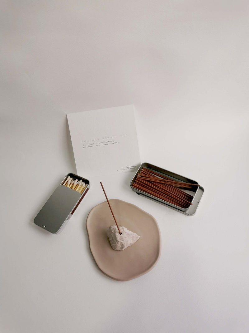 SO Incense Ritual Set Irregular Trinket Dish Pink Beige [Dreamer's Embrace]