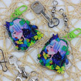 KAZEL LIM Watercolor Keychain Clover n Cat