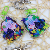 KAZEL LIM Watercolor Keychain Clover n Cat