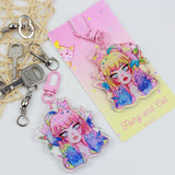 KAZEL LIM Watercolor Keychain Fairy n Cat