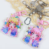 KAZEL LIM Watercolor Keychain Fairy n Cat