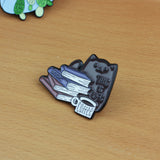 SUPA LUNA Enamel Pin Cat-Book & Coffee Is Life