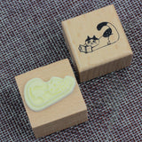 SUPA LUNA Rubber Stamp (S) Reading Cat