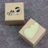 SUPA LUNA Rubber Stamp (S) Reading Cat