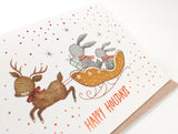 WHIMSY WHIMSICAL Christmas Card Copper Foil Happy Holidays