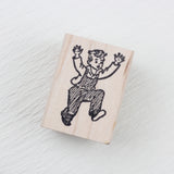 100 PROOF PRESS Wooden Rubber Stamp Little Running Boy