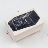 100 PROOF PRESS Wooden Rubber Stamp Leather Strap Luggage