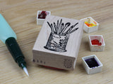 100 PROOF PRESS Wooden Rubber Stamp Chinese Brush Cup