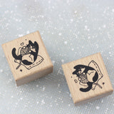 SUPA LUNA Rubber Stamp (S) Cat with Knit Ball