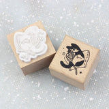 SUPA LUNA Rubber Stamp (S) Cat with Knit Ball