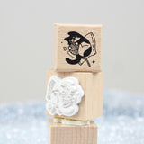 SUPA LUNA Rubber Stamp (S) Cat with Knit Ball