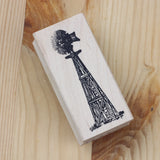 100 PROOF PRESS Wooden Rubber Stamp Agricultural Windmill