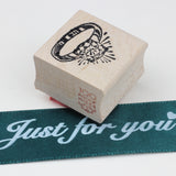 100 PROOF PRESS Wooden Rubber Stamp Square Ring