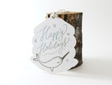 WW Christmas Gift Tag H. Foil Happy Narwhal, Rabbit, Reindeer