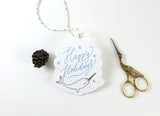 WW Christmas Gift Tag H. Foil Happy Narwhal, Rabbit, Reindeer