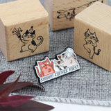 SUPA LUNA Enamel Pin Cats Shhh Coffee First