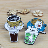 SUPA LUNA Enamel Pin Coffee Bear with White Tea Spoon
